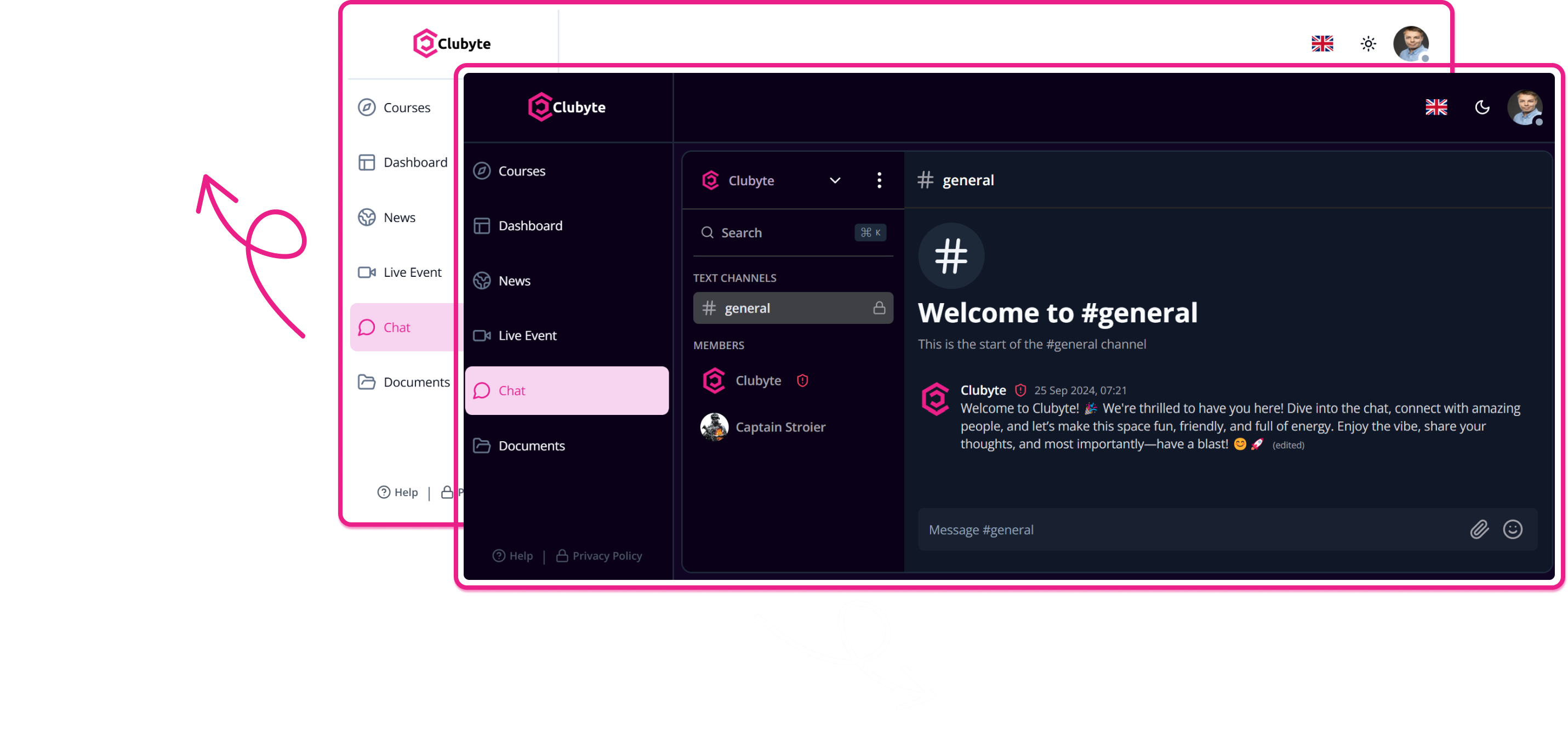 Chat Feature with switching Theme